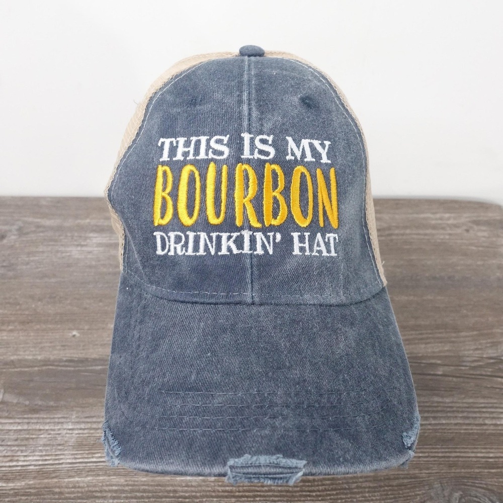 New Orleans Piper Lou Hat Cap Snap Back Blue Mesh Distressed Bourbon Street'